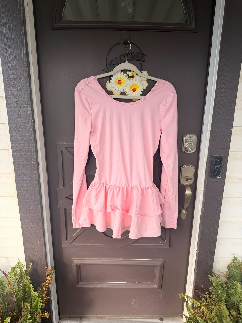 Pink long sleeve gym romper